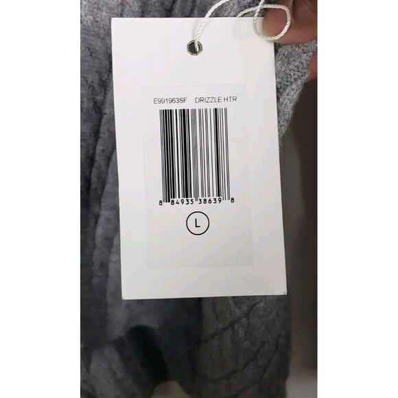 EVOLUTION BY CYRUS Sweater Cable Knit Asymmetric Hem L Gray Fisherman Cozy Warm - Picture 5 of 7